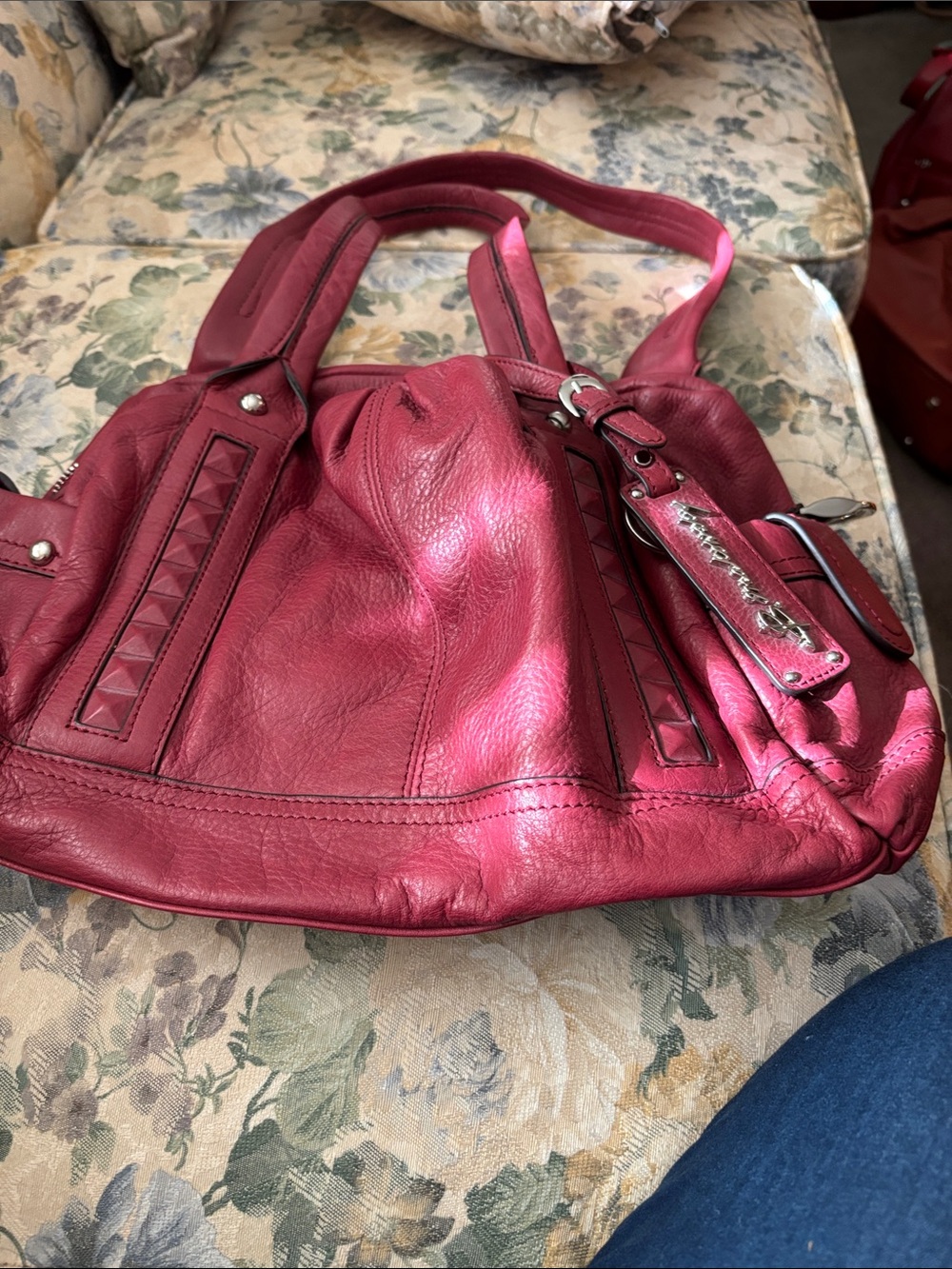 b. makowsky Women's Deep Red Leather purse